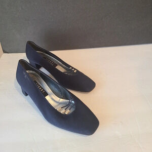 Vintage Stuart Weitzman shoes women's block heel dark blue size 7,5 (9in.inside)